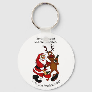 Santa Claus with moose - Happy Christmas Keychain