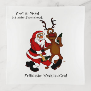 Santa Claus with moose - Happy Christmas Trinket Tray