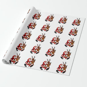 Santa Claus with moose Wrapping Paper