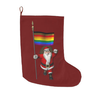 Santa Claus With Philadelphia Pride Flag Large Christmas Stocking