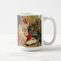 Santa Claus with Pipe Vintage Print Coffee Mug