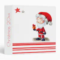 Santa Claus with Present Christmas Photo Album 3 Ring Binder