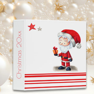 Santa Claus with Present Christmas Photo Album 3 Ring Binder