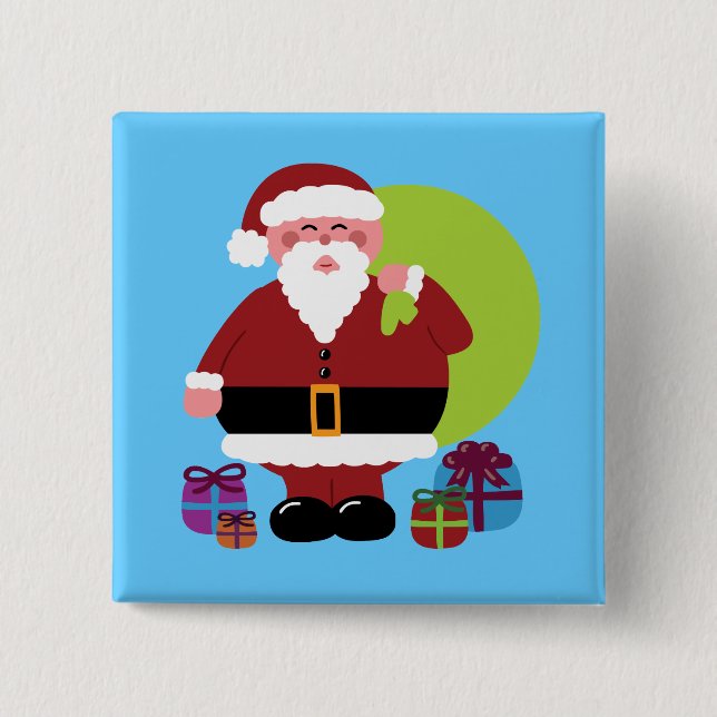 Santa Claus With Presents Button (Front)