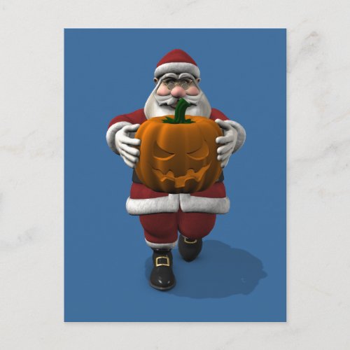 Santa Claus With Pumpkin Holiday Postcard