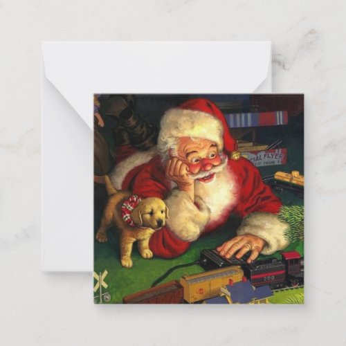 Santa Claus With Puppy Holiday Christmas Note Card