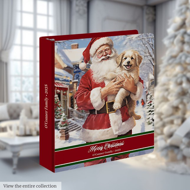 Santa Claus with Puppy Ring Binder Custom Name Art (Santa Claus with Puppy Ring Binder Custom Name Art)