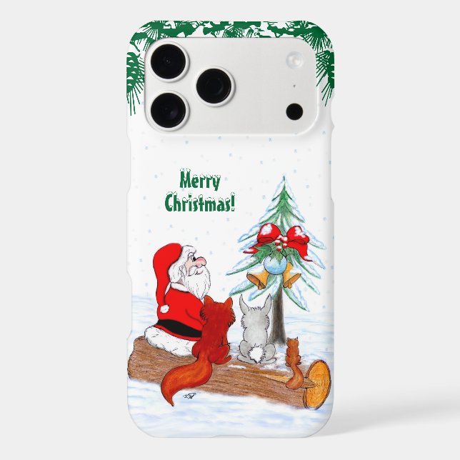 Santa Claus with Rabbit Fox and Squirrel Case-Mate iPhone Case (Back)