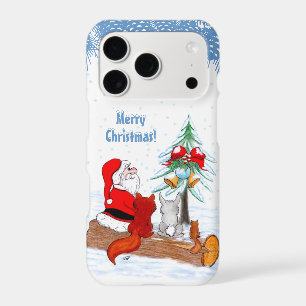 Santa Claus with Rabbit Fox and Squirrel iPhone 17 Pro Case