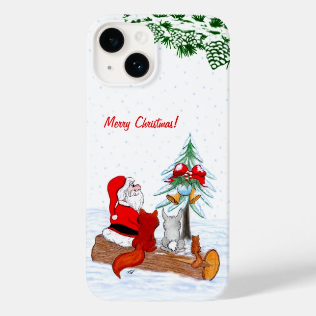Santa Claus with Rabbit Fox and Squirrel Case-Mate iPhone Case (Back)