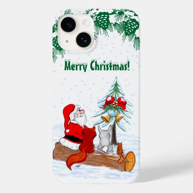 Santa Claus with Rabbit Fox and Squirrel Case-Mate iPhone Case (Back)