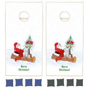 Santa Claus with Rabbit Fox and Squirrel Cornhole Set