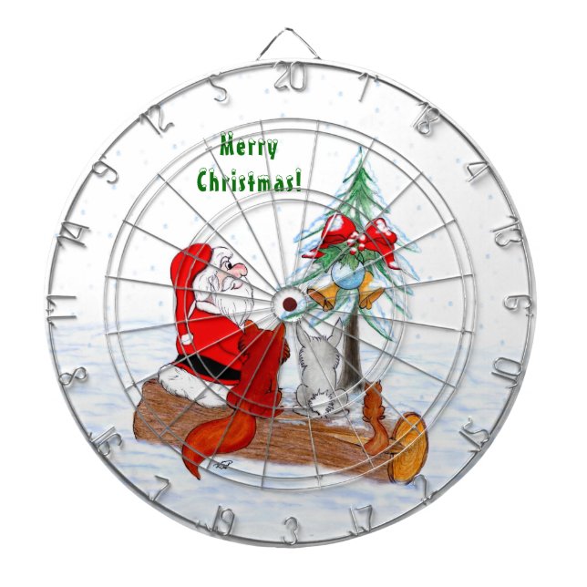 Santa Claus with Rabbit Fox and Squirrel Dart Board (Front)