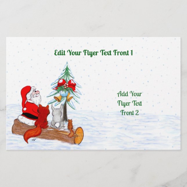 Santa Claus with Rabbit Fox and Squirrel Flyer (Front)