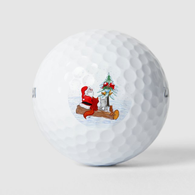 Santa Claus with Rabbit Fox and Squirrel Golf Balls (Front)