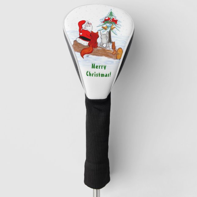 Santa Claus with Rabbit Fox and Squirrel Golf Head Cover (Front)