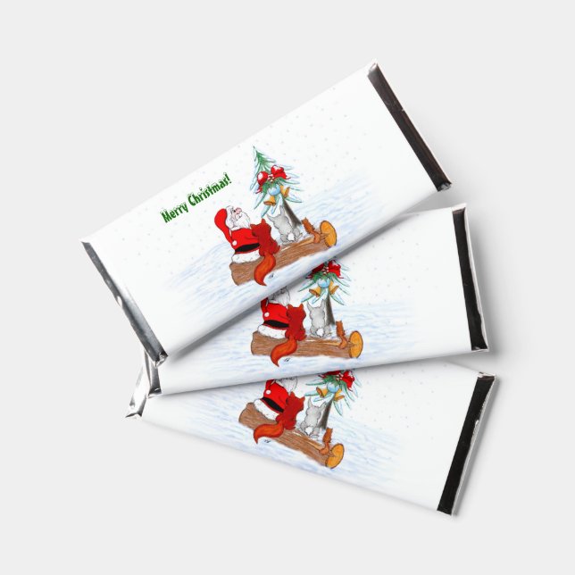 Santa Claus with Rabbit Fox and Squirrel Hershey Bar Favors (Front)