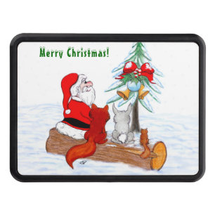 Santa Claus with Rabbit Fox and Squirrel Hitch Cover