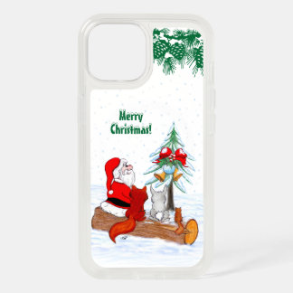 Santa Claus with Rabbit Fox and Squirrel iPhone 15 Case