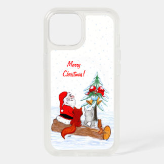 Santa Claus with Rabbit Fox and Squirrel iPhone 15 Case