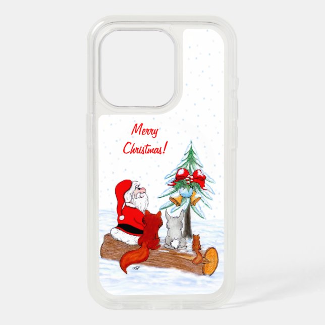Santa Claus with Rabbit Fox and Squirrel iPhone 15 Pro Case (Back)