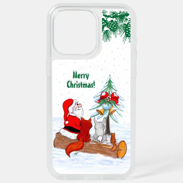 Santa Claus with Rabbit Fox and Squirrel iPhone 15 Pro Max Case (Back)