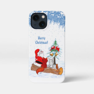 Santa Claus with Rabbit Fox and Squirrel iPhone 13 Mini Case