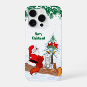 Santa Claus with Rabbit Fox and Squirrel iPhone 16 Pro Case