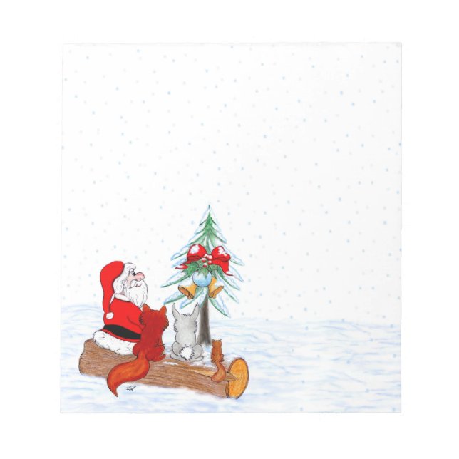 Santa Claus with Rabbit Fox and Squirrel Notepad (Front)
