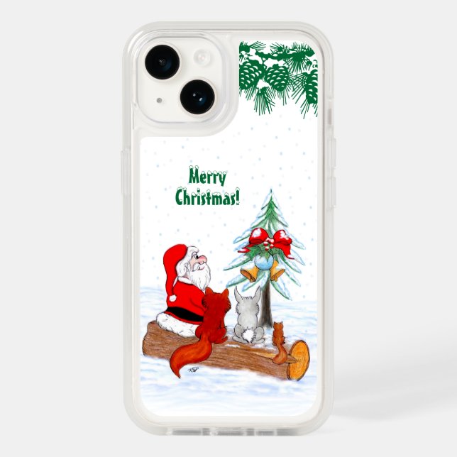 Santa Claus with Rabbit Fox and Squirrel Otterbox iPhone Case (Back)