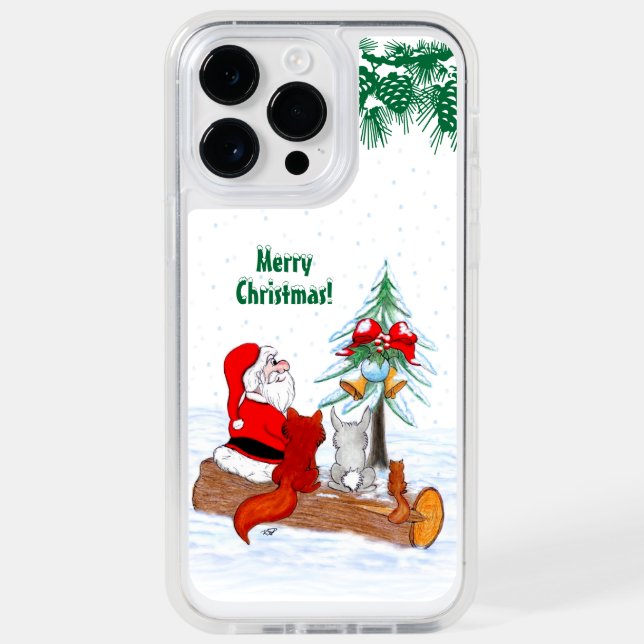 Santa Claus with Rabbit Fox and Squirrel Otterbox iPhone Case (Back)