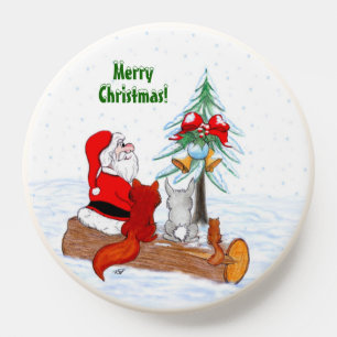 Santa Claus with Rabbit Fox and Squirrel PopSocket