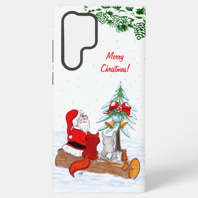 Santa Claus with Rabbit Fox and Squirrel Samsung Galaxy Case (Back)