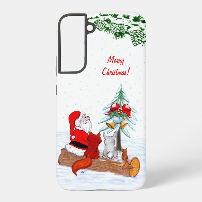 Santa Claus with Rabbit Fox and Squirrel Samsung Galaxy Case (Back)