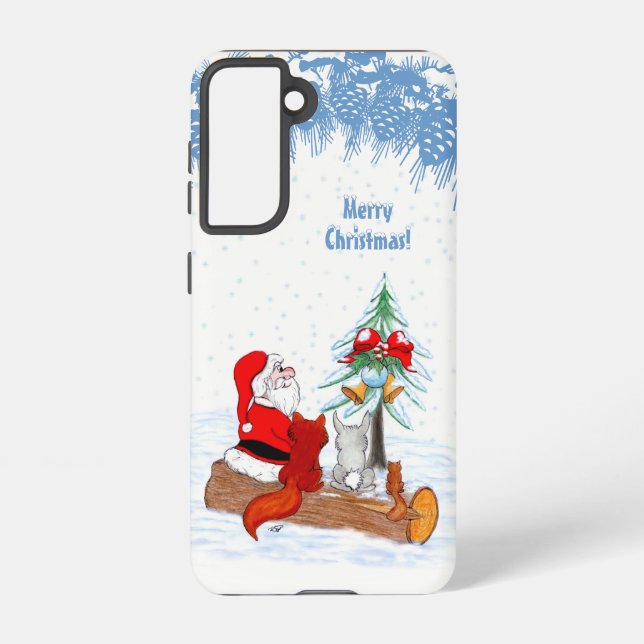 Santa Claus with Rabbit Fox and Squirrel Samsung Galaxy Case (Back)
