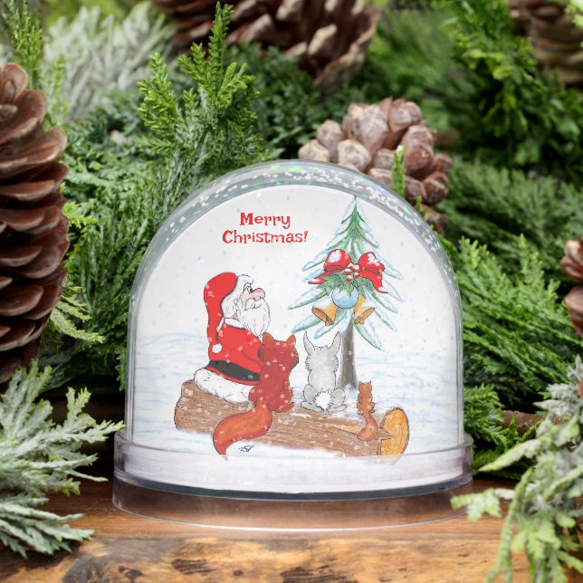 Santa Claus with Rabbit Fox and Squirrel Snow Globe (Winter)