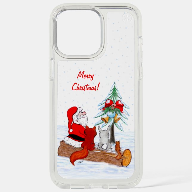 Santa Claus with Rabbit Fox and Squirrel Speck iPhone Case (Front)