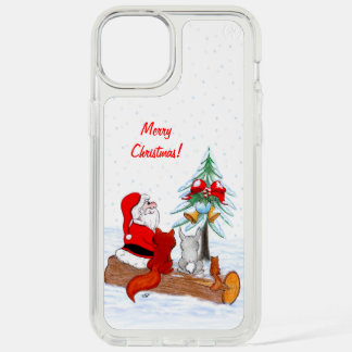Santa Claus with Rabbit Fox and Squirrel iPhone 15 Plus Case