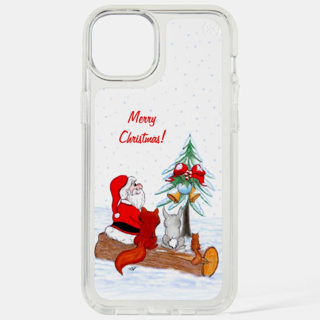 Santa Claus with Rabbit Fox and Squirrel Speck iPhone Case (Front)
