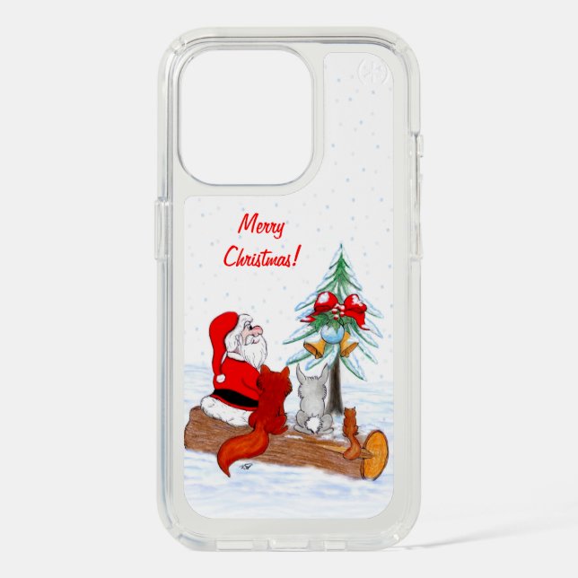 Santa Claus with Rabbit Fox and Squirrel Speck iPhone Case (Front)