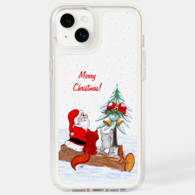 Santa Claus with Rabbit Fox and Squirrel Speck iPhone Case (Front)