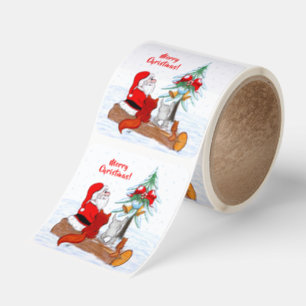 Santa Claus with Rabbit Fox and Squirrel Square Sticker