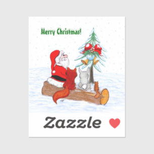 Santa Claus with Rabbit Fox and Squirrel Sticker