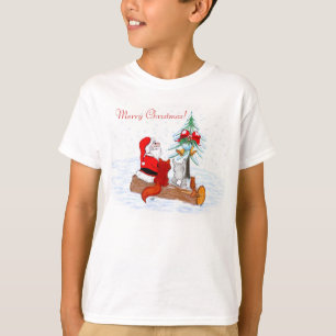 Santa Claus  with Rabbit Fox and Squirrel T-Shirt