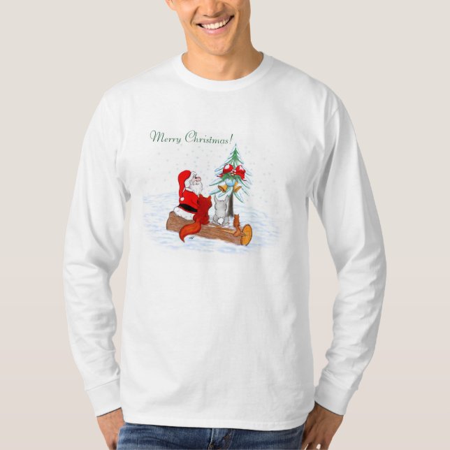 Santa Claus  with Rabbit Fox and Squirrel T-Shirt (Front)