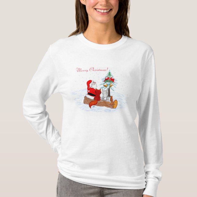 Santa Claus  with Rabbit Fox and Squirrel T-Shirt (Front)