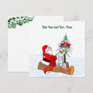 Santa Claus with Rabbit Fox and Squirrel Thank You Card