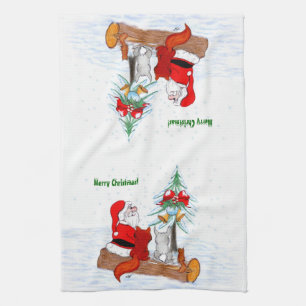 Santa Claus with Rabbit Fox and Squirrel Towel