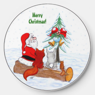 Santa Claus with Rabbit Fox and Squirrel Wireless Charger