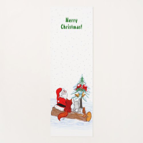 Santa Claus with Rabbit Fox and Squirrel Yoga Mat